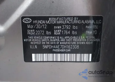 2013 Hyundai Elantra Gls/Limited z USA, uszkodzony, nr VIN 5NPDH4AE7DH162308